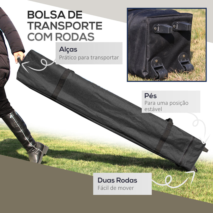 Tenda Dobrável Pop-up 4x4x2,8 m Tenda de Jardim com Altura Ajustável Anti-UV Impermeável Telhado Duplo Redes Mosquiteiras e Bolsa com Rodas para Exterior Festas Camping Cinzento Claro