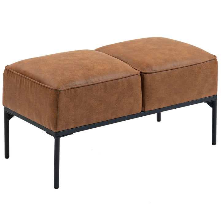 Banco ao Pé da Cama Multifuncional Moderno com Assento Acolchoado Espesso e Pernas em Aço PU Banco de Quarto Capacidade 120kg para Entrada Corredor 80x40x46 cm Castanho