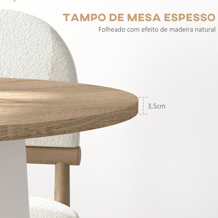 Mesa de Cozinha Redonda para 4 Pessoas Mesa de Cozinha Moderna com Tampo de Madeira e Base de Aço Cruzada para Sala de Estar Ø80x75 cm Carvalho