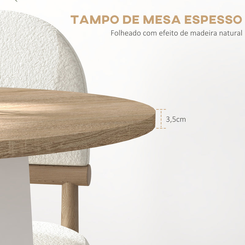 Mesa de Cozinha Redonda para 4 Pessoas Mesa de Cozinha Moderna com Tampo de Madeira e Base de Aço Cruzada para Sala de Estar Ø80x75 cm Carvalho