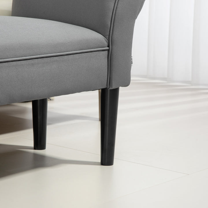 Banco para Pé de Cama Banco Estofado em Linho Sintético com Pés de Madeira Braços e Assento Acolchoado Estilo Moderno para Quarto Entrada Corredor Cinzento Escuro