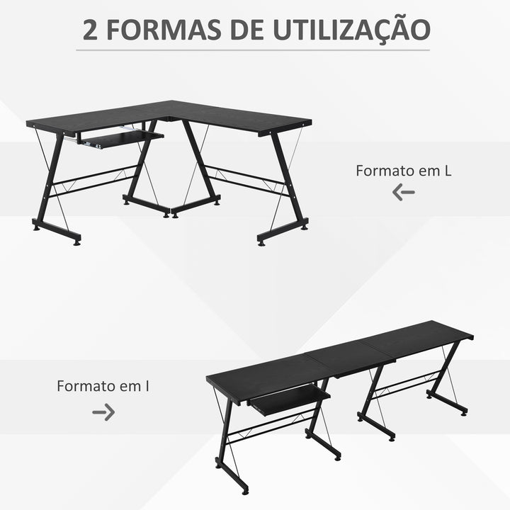 Mesa de computador PC Mesa de escritório 2 tipos Formulário de mesa de canto L Aço de quadro de mesa reta