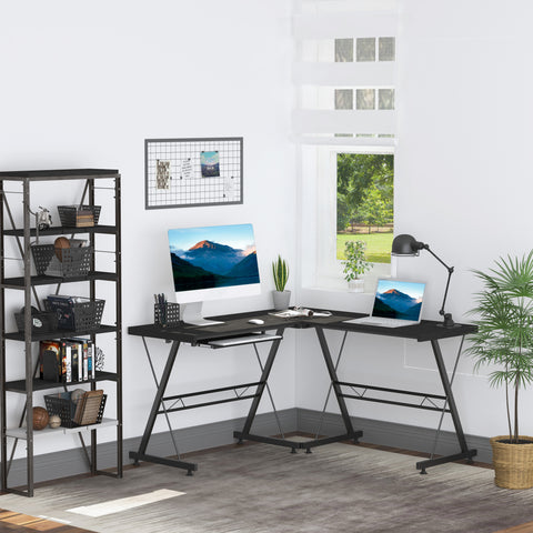 Mesa de computador PC Mesa de escritório 2 tipos Formulário de mesa de canto L Aço de quadro de mesa reta