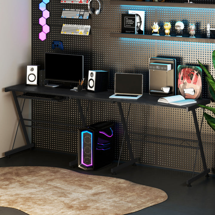 Mesa de computador PC Mesa de escritório 2 tipos Formulário de mesa de canto L Aço de quadro de mesa reta