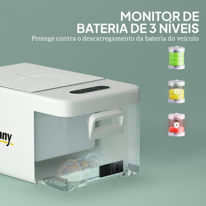 Geleira Portátil Elétrica 16,8L Geleira de Carro 12V-220V Mini Geleira com Compressor Luz LED Ecrã Digital Modos ECO e MAX de -20? a +20? para Casa Campismo Viagens Automóvel 59x32x26 cm Creme