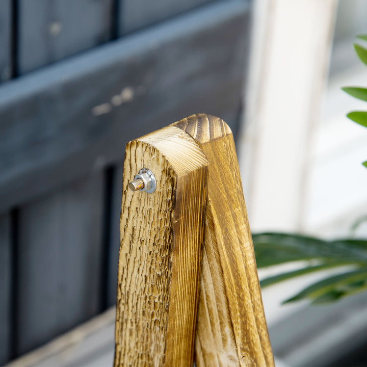 Suporte para Plantas de Madeira de 3 Níveis Prateleira Dobrável com Base de Ripas Suporte para Vasos para Interior e Exterior, Terraço e Jardim 100x37x93 cm Carbonizado