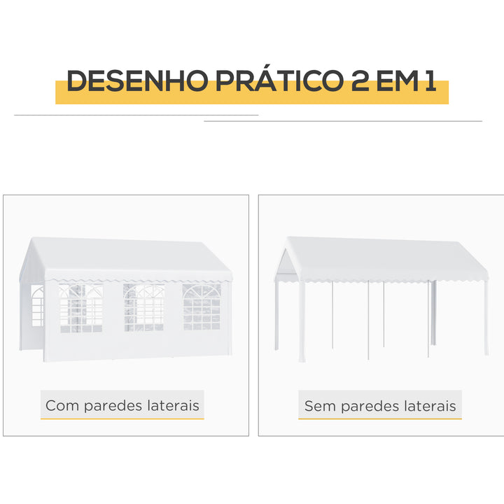 Pérgola para Jardim 6x4x2,8m de Tela de PE Aço Branco