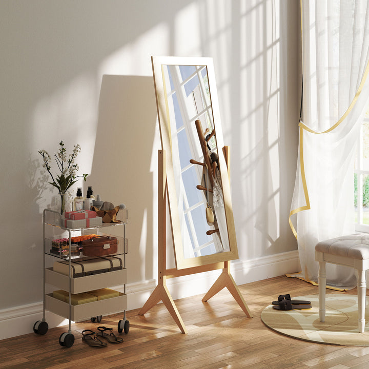 Espelho de Pé para Maquilhagem Reclinável com Estrutura de Madeira para Dormitório Vestidor 47x46x148 cm Carvalho