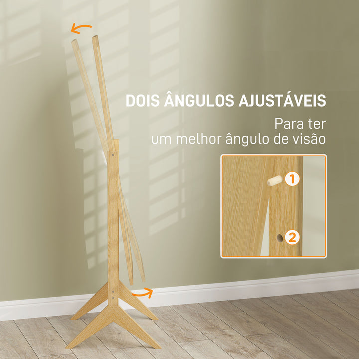 Espelho de Pé para Maquilhagem Reclinável com Estrutura de Madeira para Dormitório Vestidor 47x46x148 cm Carvalho