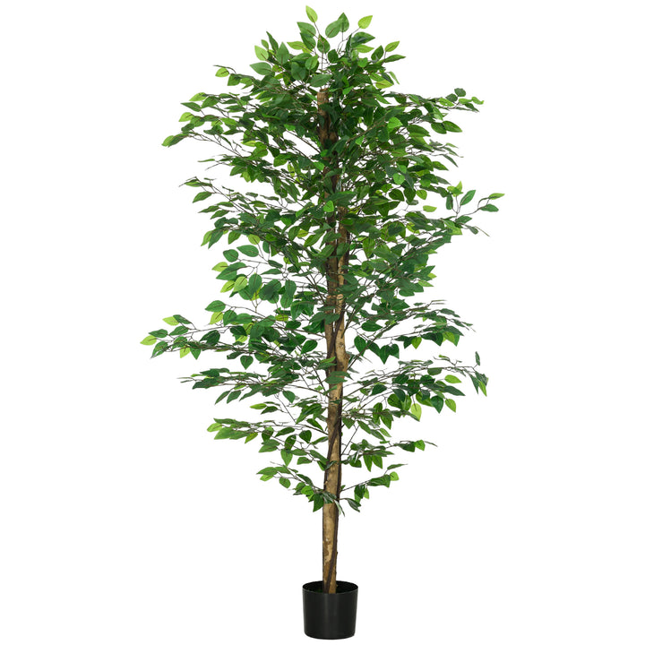 Planta Figueira Artificial com Tronco Realista 180 cm Planta Artificial com Vaso e 1260 Folhas Decoração para Casa Sala de Estar Escritório Verde