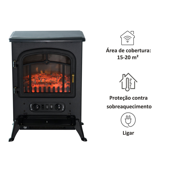 Lareira Vertical - Vidro Ferro 950/1850W 41,5x28x54,8 cm Preto