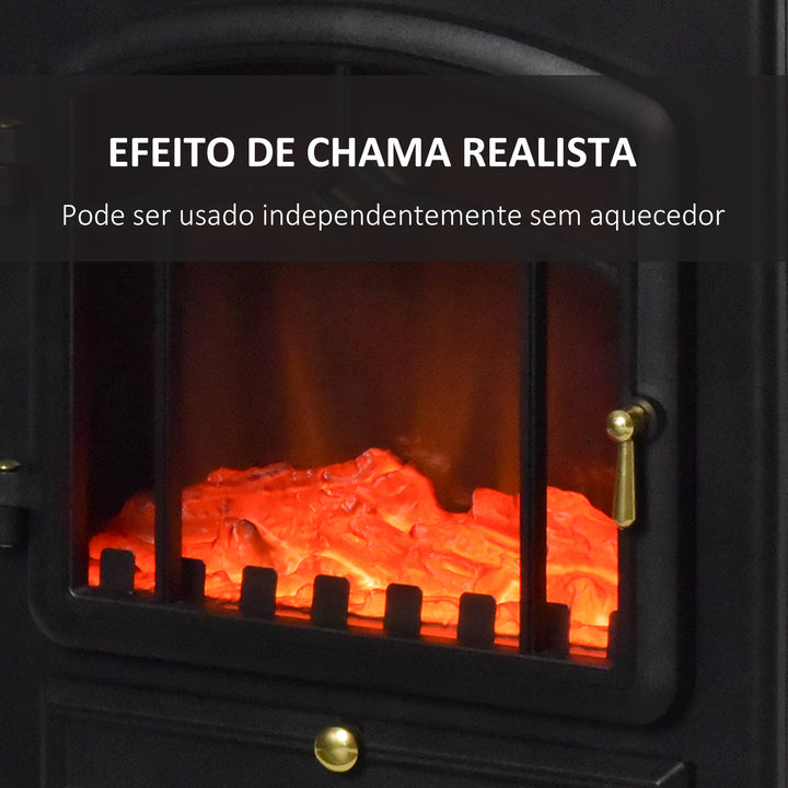 Lareira Vertical - Vidro Ferro 950/1850W 41,5x28x54,8 cm Preto