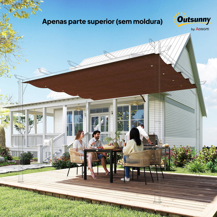 Telhado de Pérgola 3x2,5 m Telhado de Reposição Retrátil para Estrutura de Pérgola de 3x2 m, UV30+ Tecido Apenas para Pérgola com 8 Orifícios de Drenagem Castanho