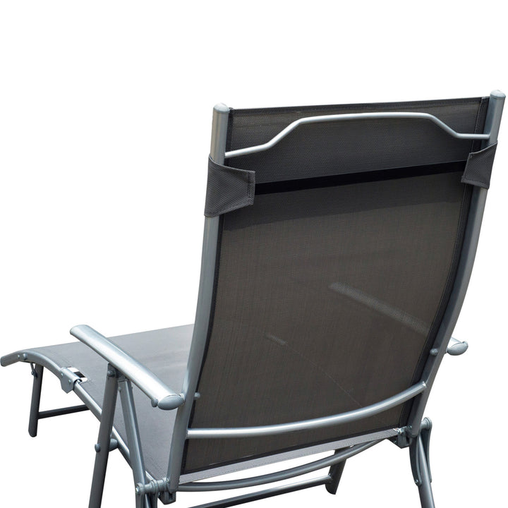 Dobrável Espreguiçadeira Encosto Ajustável para 7 Níveis com Travesseiro Resistente ao Textilene Relaxar na Piscina Exterior Terraço Camping 137x63,5x100,5 cm Aço