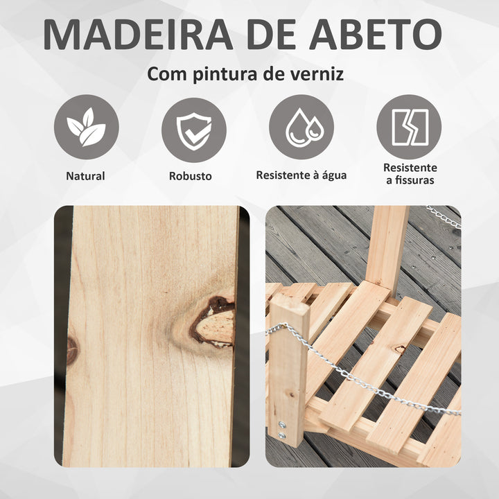 Ponte de Jardim de Madeira com Corrimãos de Correntes Metálicas Ponte Decorativa para Lagoa Carga 5 kg para Decoração Pátio 100x32x48 cm Madeira