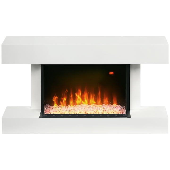 Lareira Elétrica 1000W/2000W Lareira Elétrica de Parede com Temperatura Ajustável Silenciosa Temporizador e Controlo Remoto para Ambientes de 15-25 m² 98x27x54,5 cm Branco