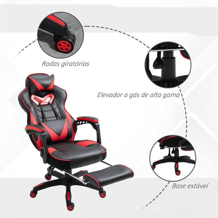 Cadeira de escritorio gaming ergonômica Altura Ajustável reclinável com apoio para pés Vermelho e Preto