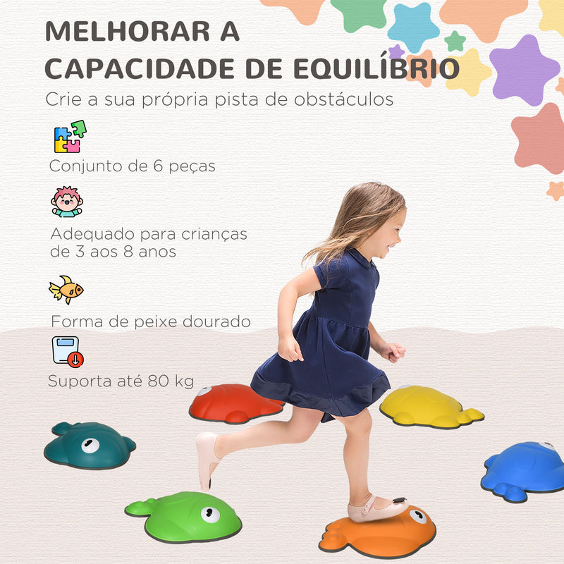 Jogo de Equilíbrio para Crianças acima de 3 Anos Conjunto de 6 Peças de Blocos de Equilíbrio Empilháveis com Base Antiderrapante Conjunto de Equilíbrio em Forma de Peixe Dourado Multicor