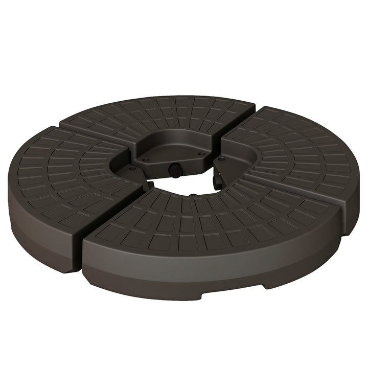 Base de guarda-sol de 4 peças recarregável com areia e água removível para pátio jardim 100x100x10,5 cm marrom