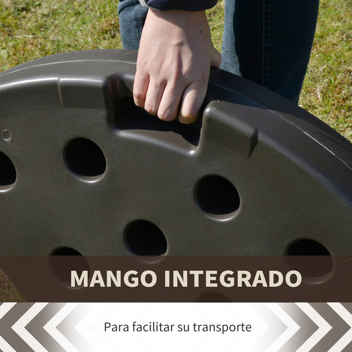 Base de guarda-sol de 4 peças recarregável com areia e água removível para pátio jardim 100x100x10,5 cm marrom