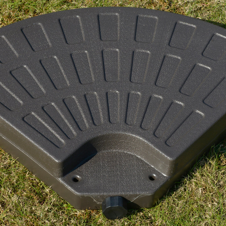 Base de guarda-sol de 4 peças recarregável com areia e água removível para pátio jardim 100x100x10,5 cm marrom