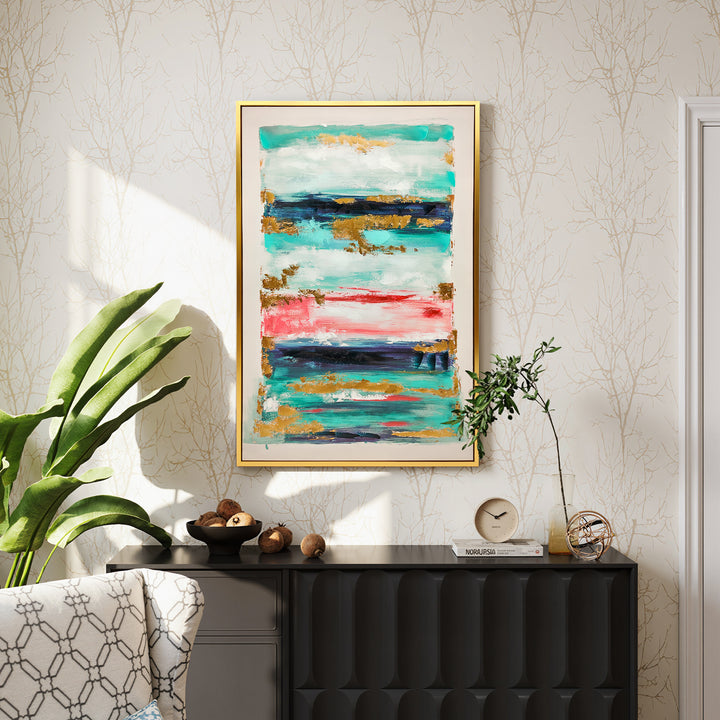 Quadro em Tela Abstrato Pintado à Mão 120x80 cm Quadro para Decoração de Salão Moderno com Moldura de Madeira Maciça Decoração de Parede para Quarto Salão, Cozinha Multicolor