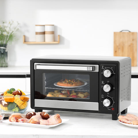 Mini Forno 16L 1400W com 3 Modos de Aquecimento Temperatura até 230°C Temporizador 60 Minutos Bandeja para Assar e Grade 44x32x28,1cm Prata