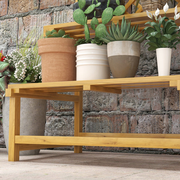 Suporte para Plantas de Madeira com Treliça Suporte para Vasos de 2 Níveis para Jardim Pátio Terraço Varanda 75x50x166 cm Natural