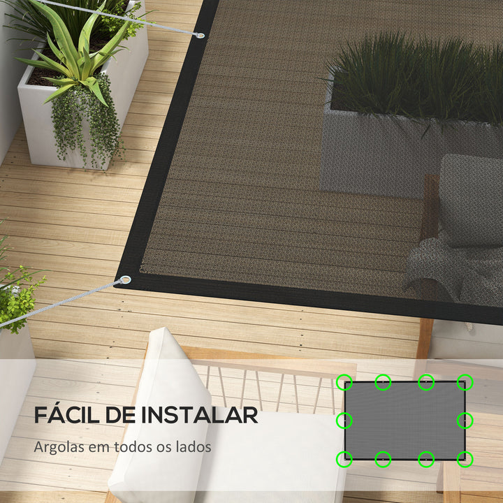 Vela de Sombra Retangular 3x2 m Toldo Vela para Jardim Proteção Solar 65% Transpirável e Anticongelante para Pátio Terraço Varanda Preto