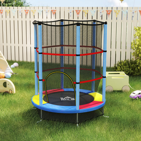 Trampolim Infantil Ø107 cm Trampolim para Crianças de 3-6 Anos com Rede de Segurança Carga 45 kg para Interior Ø140x160 cm Azul