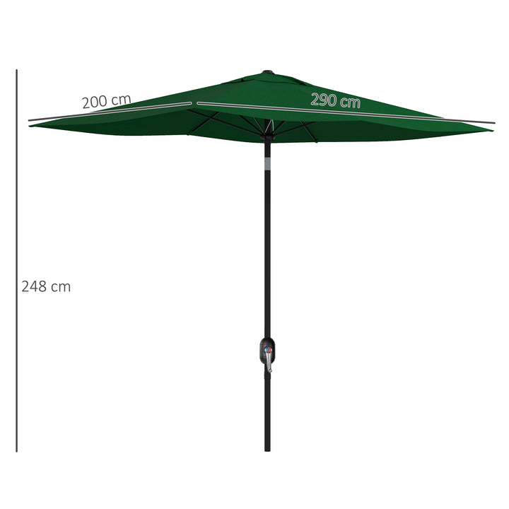 Chapéu de Sol de Jardim 300x200x248 cm Proteção UV50+ Chapéu de Sol de Alumínio Inclinável com Teto de Ventilação e Manivela para Terraço Varanda Exterior Verde