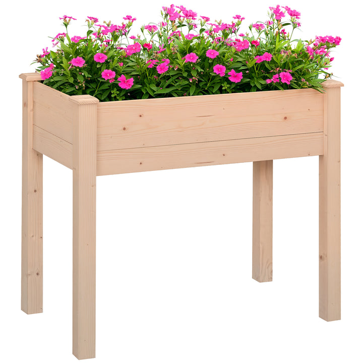 Horta Elevada de Madeira 86x46x76cm Mesa de Cultivo com Tecido não Tecido e 4 Orifícios de Drenagem para Cultivo de Plantas e Flores Madeira