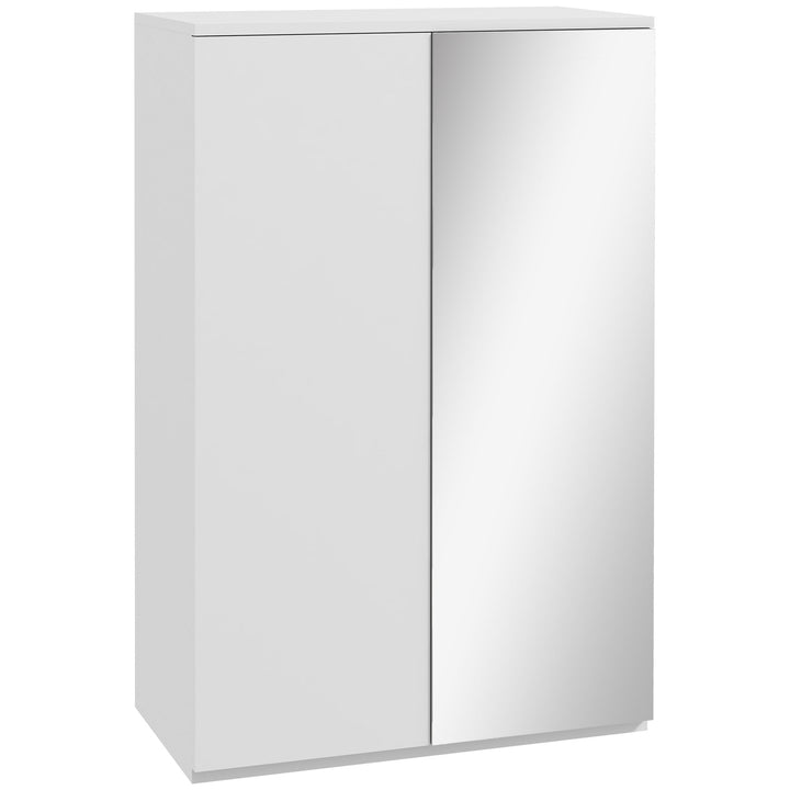 Sapateira com Espelho Móvel Sapateira para 18 Pares de Sapatos com Prateleiras Ajustáveis para Entrada 60x32x95 cm Branco