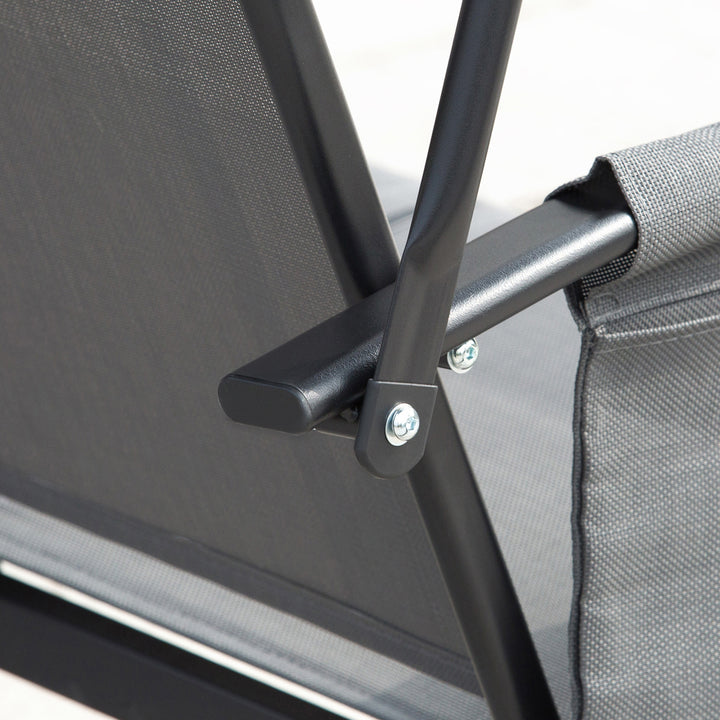 Baloiço de 3 Lugares para Jardim ou Varanda com Toldo Ajustável e Bolsos Laterais 196x128x172 cm Cinzento Escuro