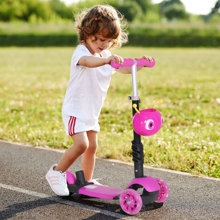 5 em 1 trotinete para crianças de acima de 1 ano 3 rodas trotinete com assento removível guiador ajustável 62x25x72,5 cm Rosa