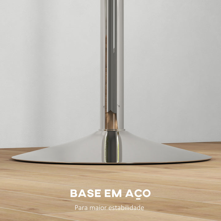 Mesa Alta de Cozinha Mesa Alta de Bar Redonda para 2 Pessoas Altura Ajustável 69-91 cm Tampo Giratório 360° Base de Aço para Sala Sala de Jantar Cozinha 60x60x91 cm Carvalho Claro