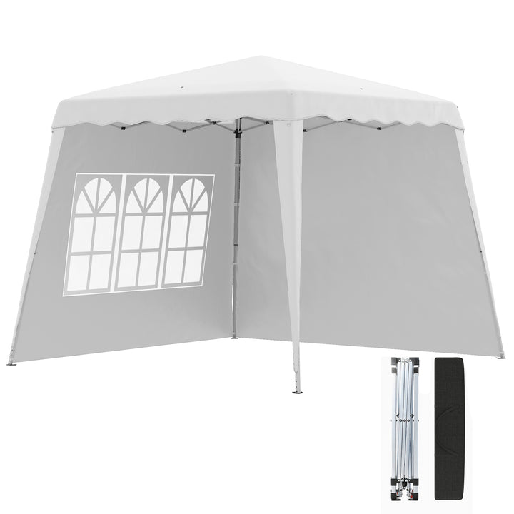 Tenda Dobrável com 2 Paredes Laterais 2,4x2,4 m Tenda de Jardim com Altura Ajustável Proteção UV50+ e Bolsa de Transporte para Exteriores Pátio Branco