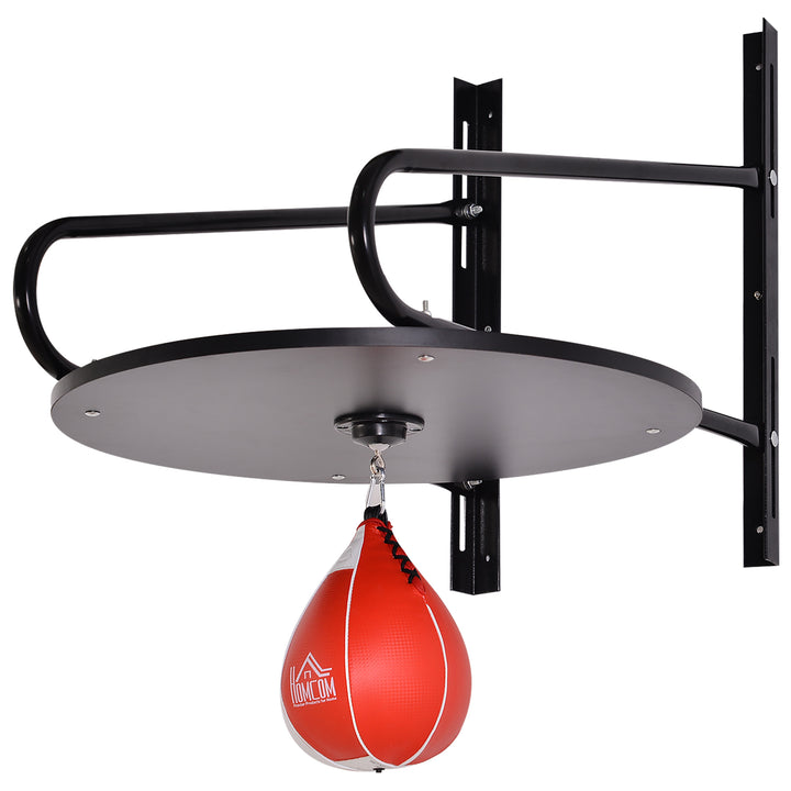 Pera de Boxe com Suporte de Parede Punching Ball para Boxe com Plataforma Ajustável em Altura Suporte Giratório e Insuflador 60x73x80 cm Vermelho e Preto