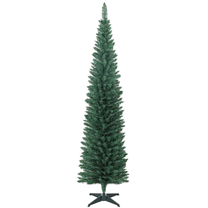 Árvore de Natal Slim 210 cm Árvore de Natal Artificial com 401 Ramos Suporte Metálico Fácil de Montar Decoração para Interior Casa Escritório Verde