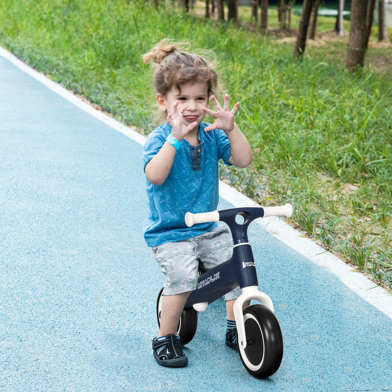 Bicicleta sem Pedais para Crianças de 18-36 Meses Bicicleta de Equilíbrio com Assento Ajustável em Altura Carga 25 kg 67,5x32x44 cm Azul