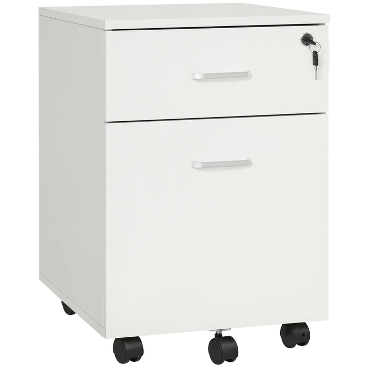 Gaveta com Rodas para Escritório 2 Gavetas com Espaço para A4 40x49x58 Branco