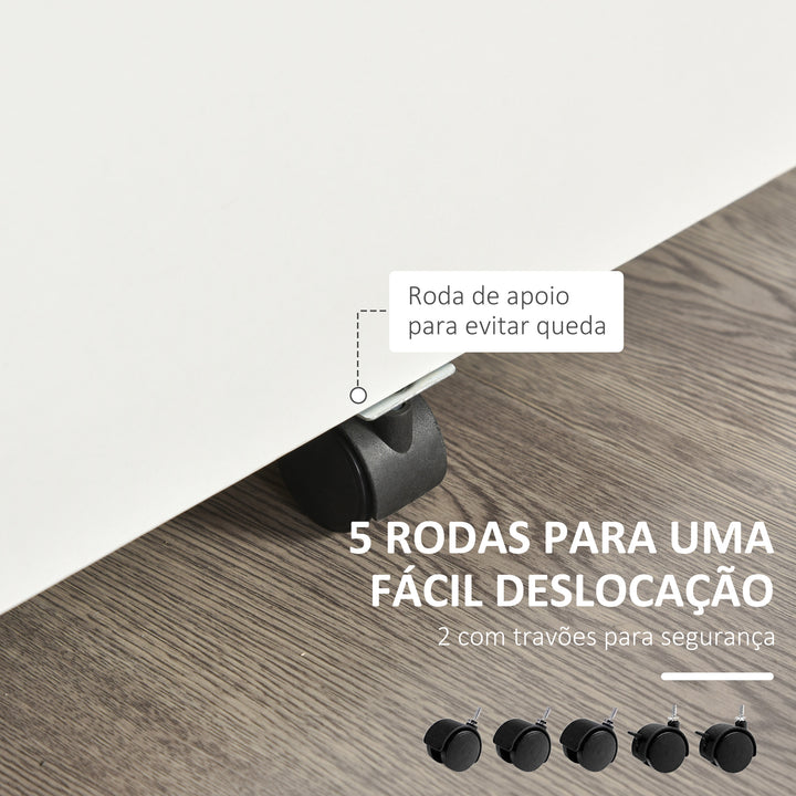 Gaveta com Rodas para Escritório 2 Gavetas com Espaço para A4 40x49x58 Branco