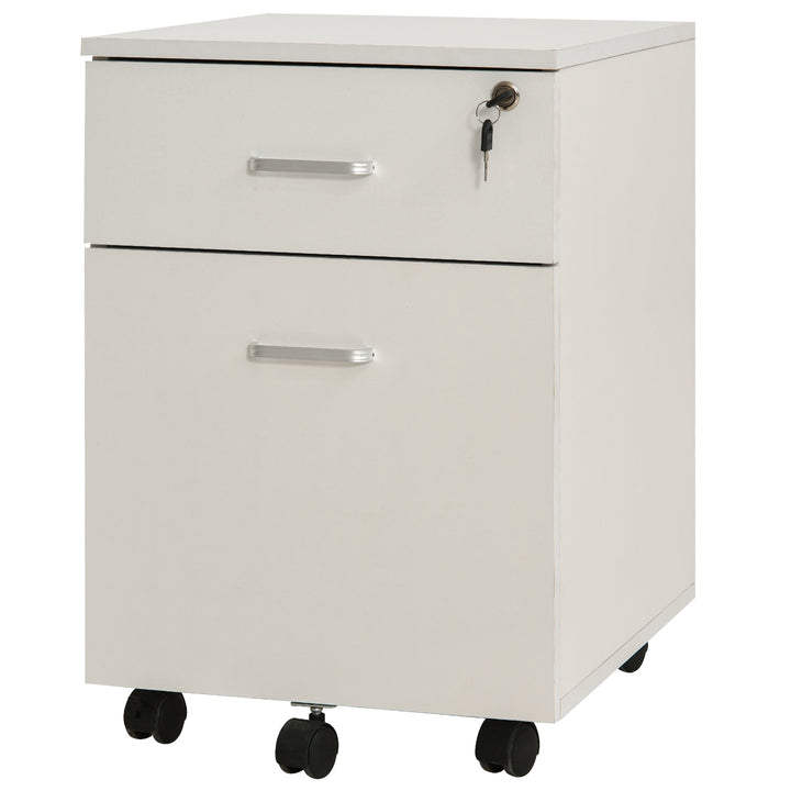Gaveta com Rodas para Escritório 2 Gavetas com Espaço para A4 40x49x58 Branco
