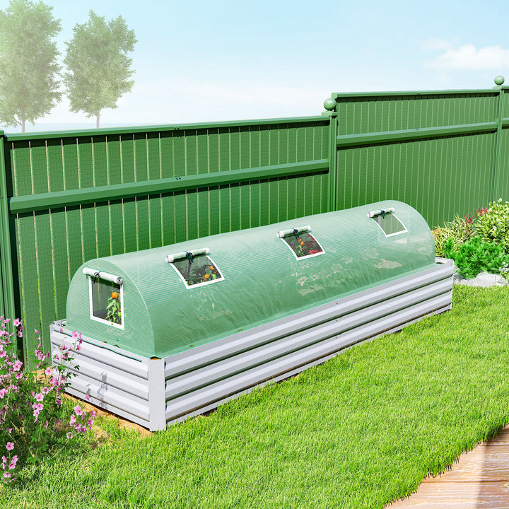 Estufa de Exterior 300x80x45 cm Estufa de Jardim com 5 Janelas de Rede Enroláveis, Estrutura em Aço e Cobertura de PE 140g/m² Anti-UV para Cultivo de Plantas e Flores Verde