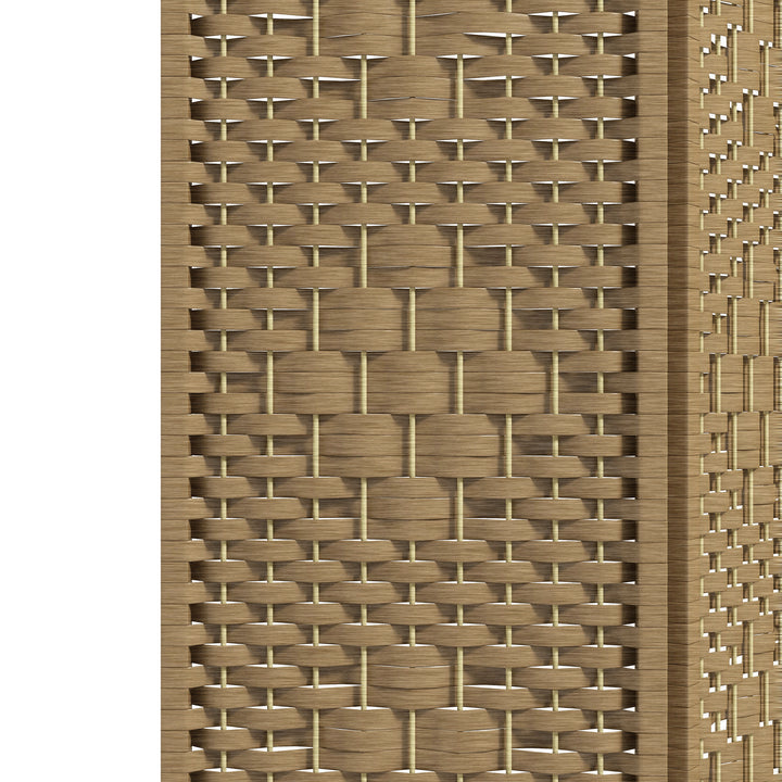 Biombo de 4 Painéis Separador de Ambientes 160x170 cm Divisor de Habitação Dobrável de Corda de Papel e Estrutura de Madeira Decoração para Dormitório Sala de Estar Natural