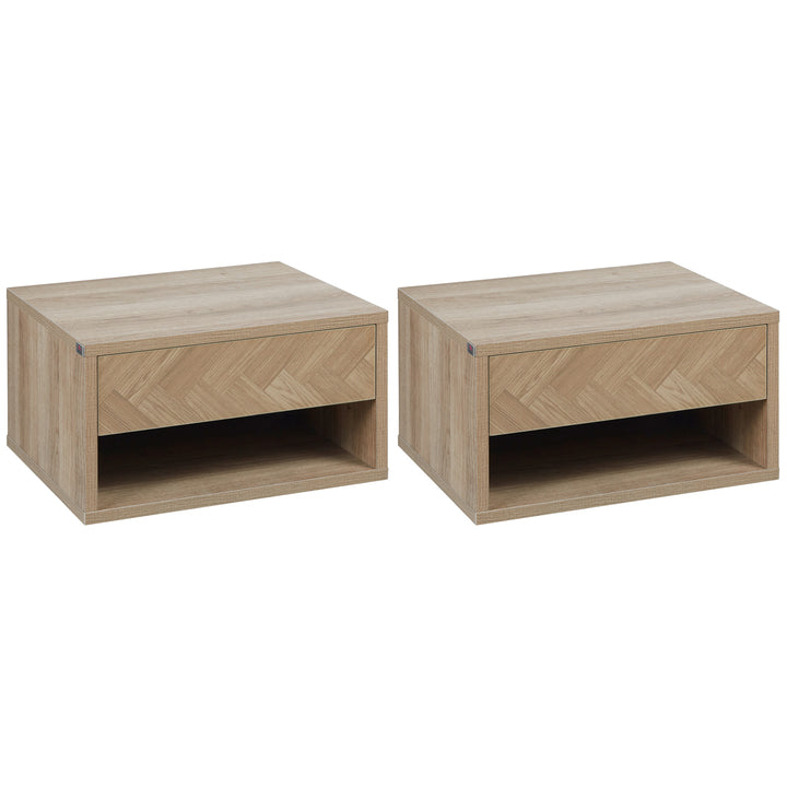 Conjunto de 2 Mesas de Cabeceira Flutuantes Mesas de Cabeceira com Gaveta para Dormitório 37x32x21 cm Madeira