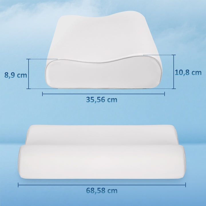 Almofada Cervical e de Pescoço de Espuma Viscoelástica Almofada com Desenho Ergonómico Dupla Altura Capa Removível e Lavável para Suporte de Pescoço Dormir de Lado e de Costas