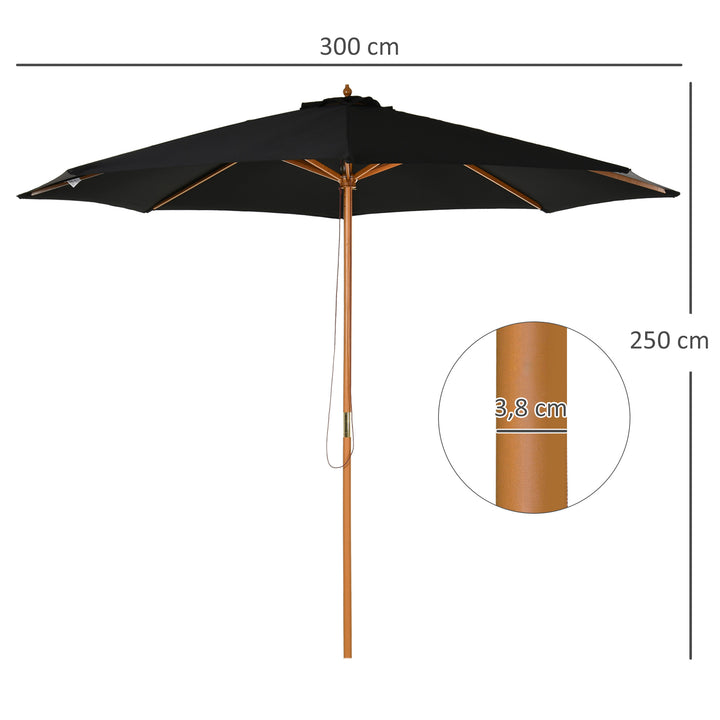 Guarda-sol para cafeteria e jardim ajustáveis e fáceis de transportar F300x250 cm Preto