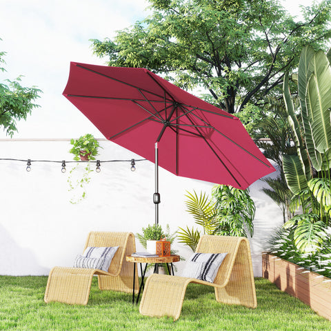 Guarda-sol reclinável para jardim e terraço - Cor do vinho tinto - Ferro - F300x245 cm
