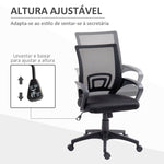 Cadeira de Escritório de Malha Cadeira de Escritório Giratória com Altura Ajustável Função Basculante e Apoio para os Braços Cadeira de Estúdio Carga 120 kg 57x55x89-109 cm Preto